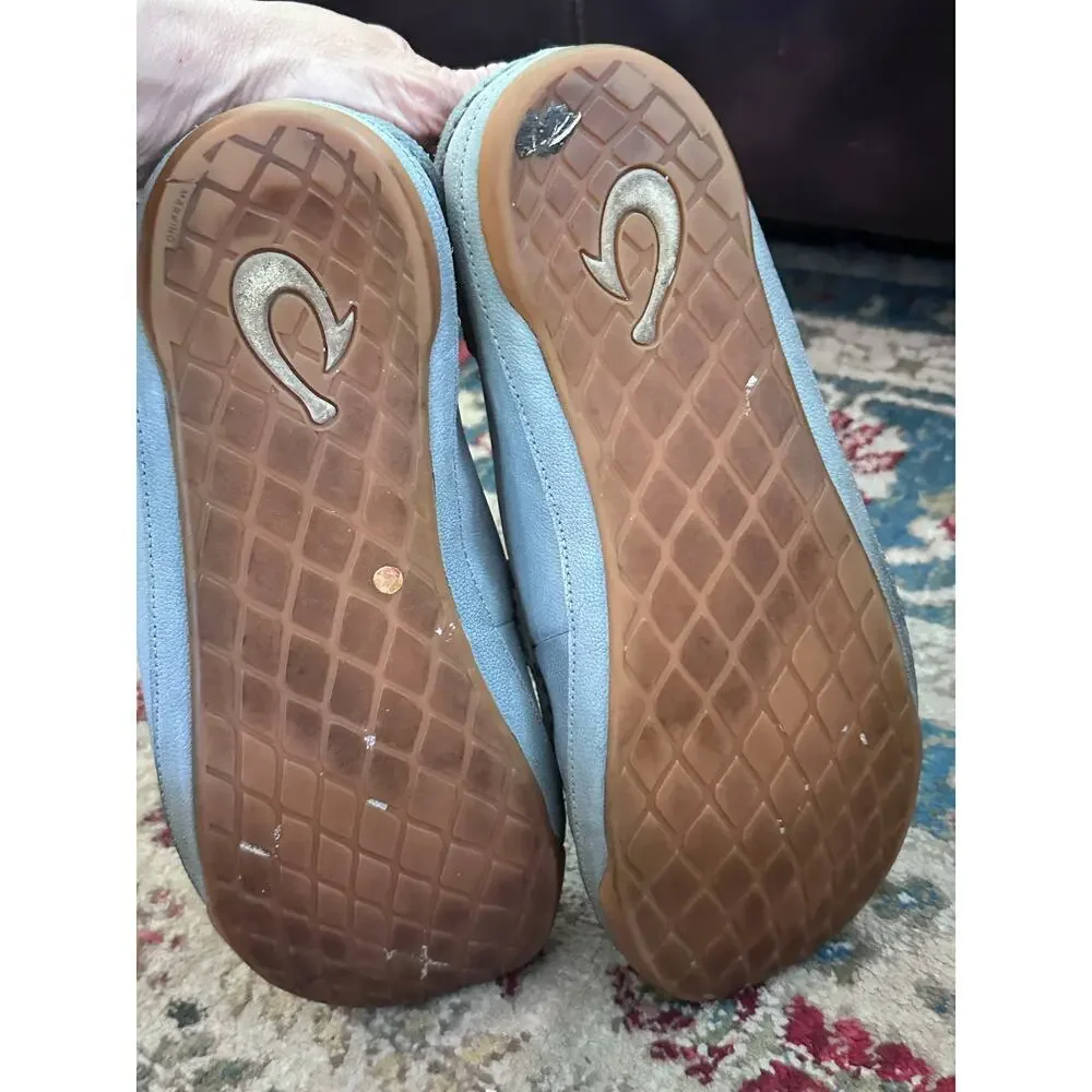 Olukai Men's Gray Genuine Leather Shearling Moloa Slippers Loafer Shoes Size 14